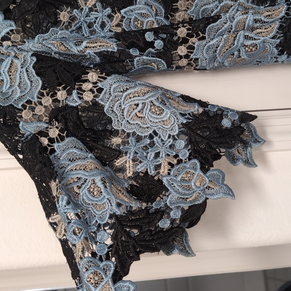 Kobi Halperin Black and Blue Lace Blouse - Picture 8 of 11